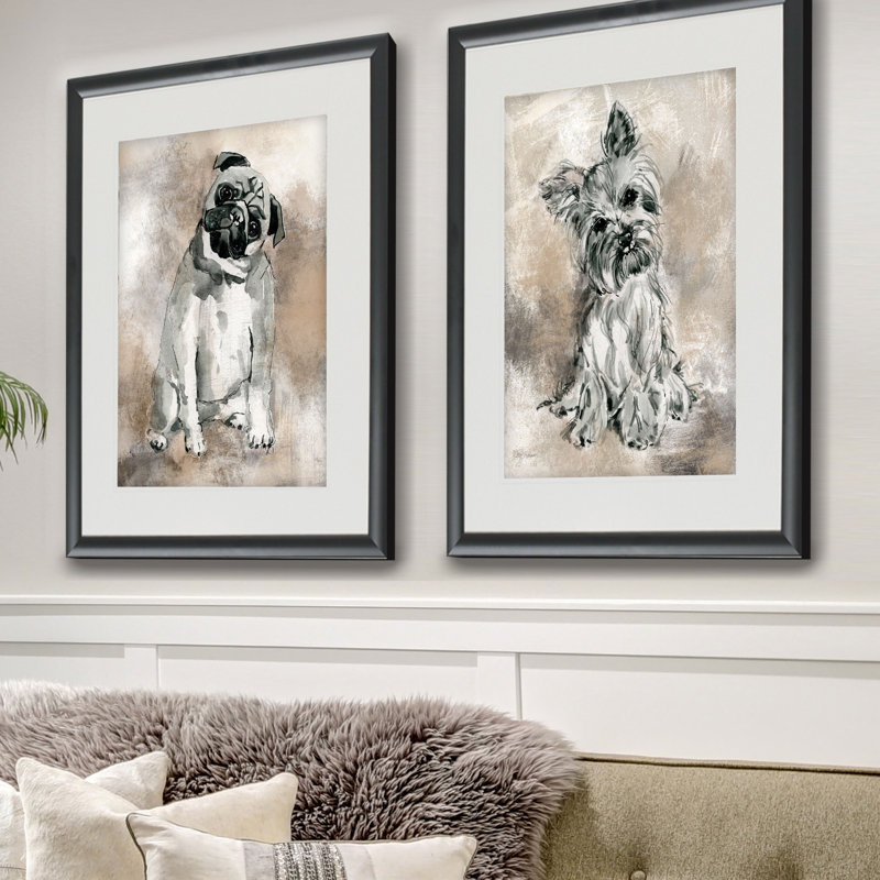 " Sketchy Study Pug " 2 - Pieces