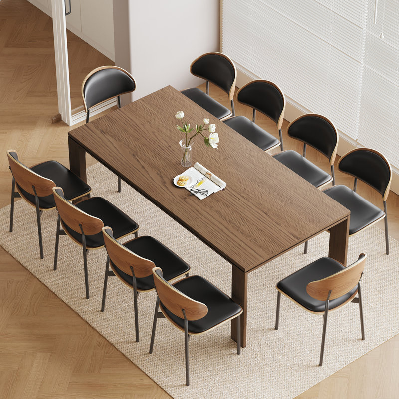 Table de salle à manger 70,86 "en bois massif, convenant à 8 à 10 personnes, couleur noyer
