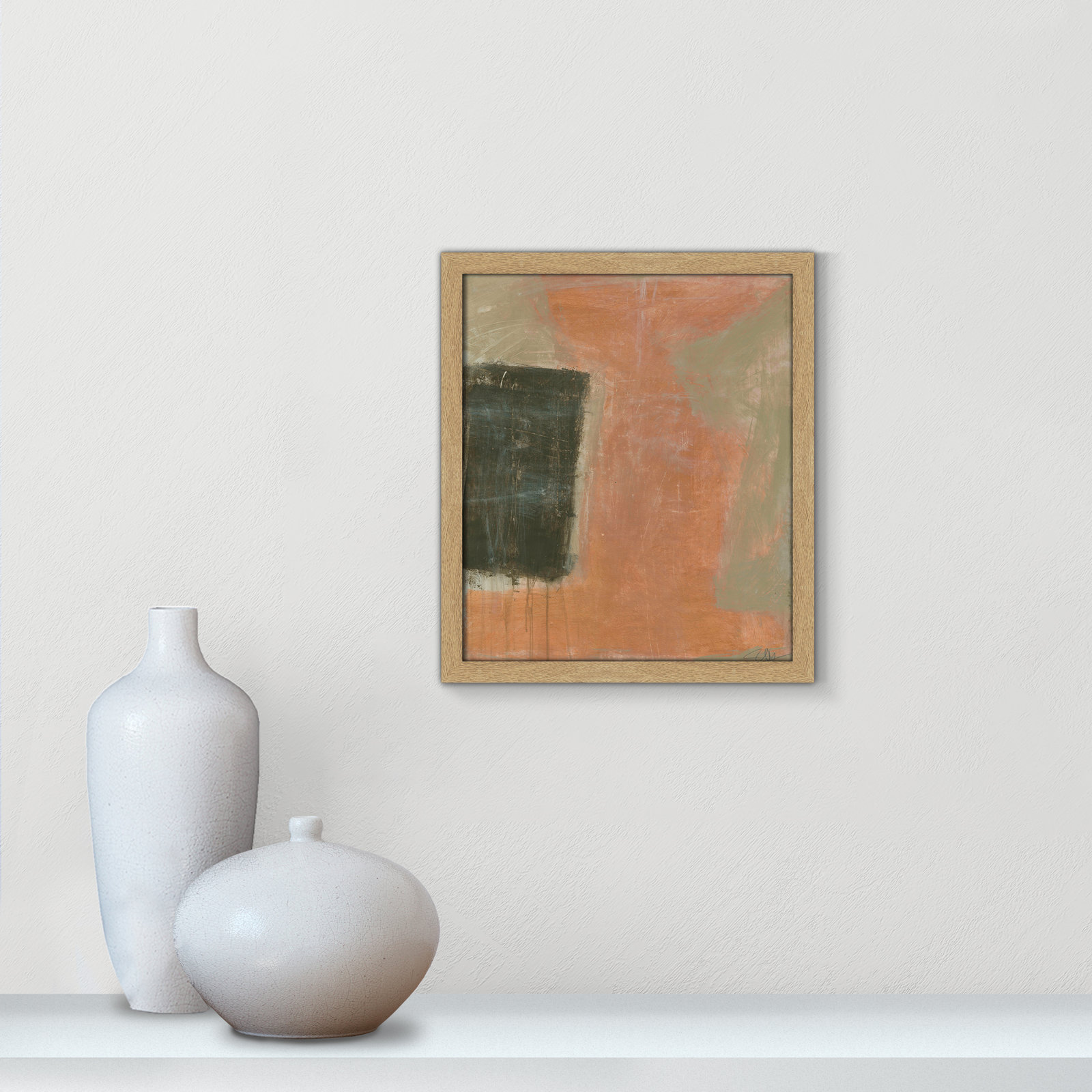 Anali "Autumn Sandbox" Painting, 15" H x 13" W x 0.75" D, Natural