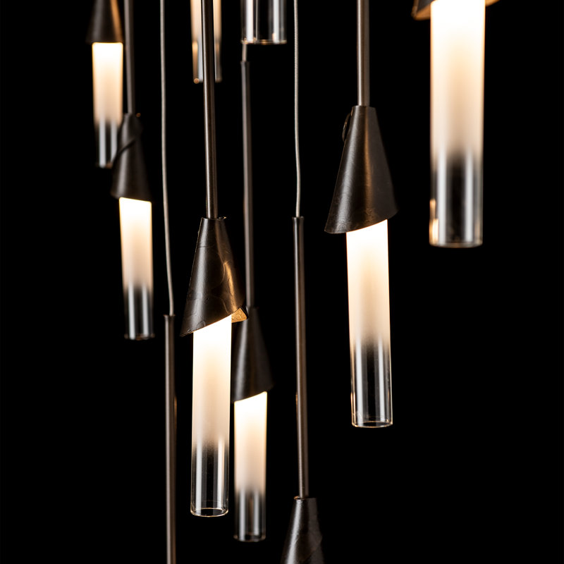 Luminaire suspendu linéaire 10 lumières Dolin, Fumée foncée, 90" H