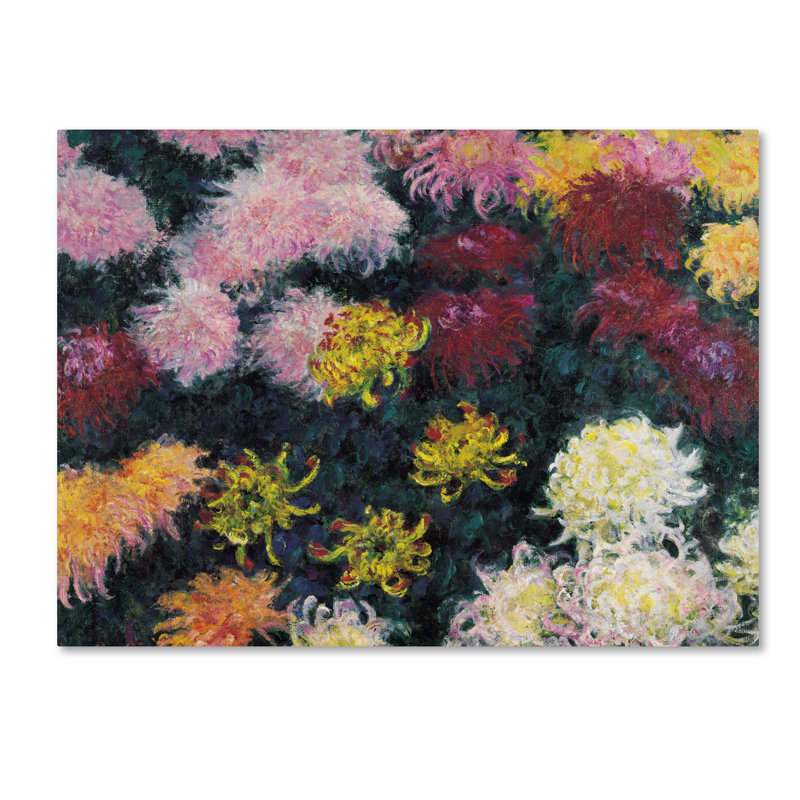 «Chrysanthemum» par Claude Monet - reproduction d'art sur toile tendue, H 14 po x l 19 po