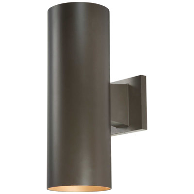 Applique murale cylindrique en aluminium antique à 2 lumières l 5 po pour l'intérieur ou l'extérieur Newburgh