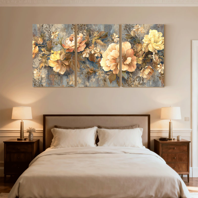 Ensemble de 3 reproductions d'art sur toile, H 18 po x l 36 po