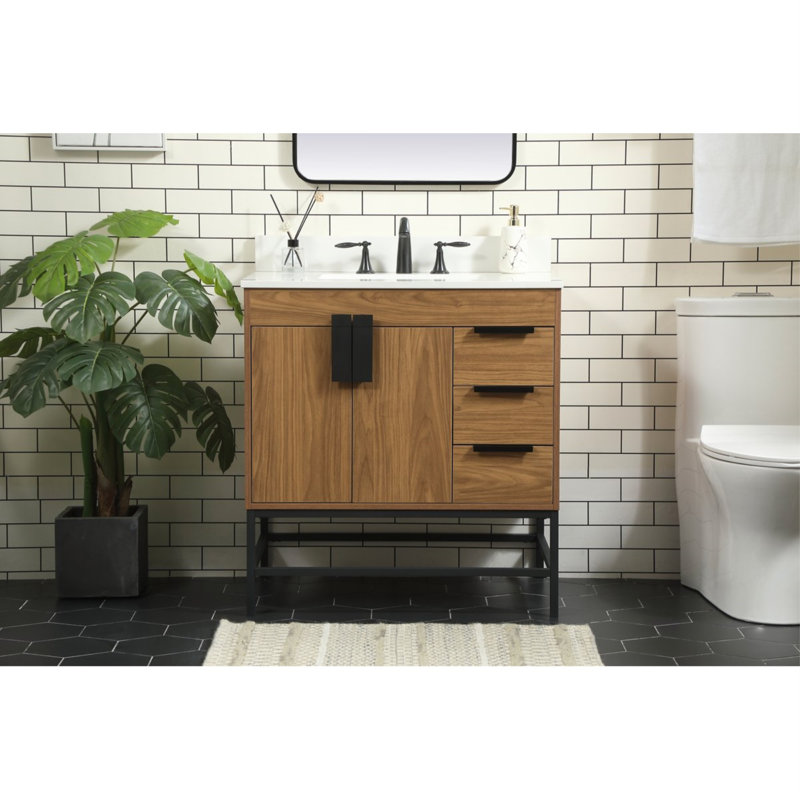 Ensemble de meuble-lavabo simple 32 po Eugene, Noyer brun