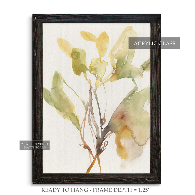 « ebbing leaves i »-cadre photo, reproduction d’art, H 44 po x l 32 po x P 1,25 po, Toile avec cadre noir, Pas de tapis