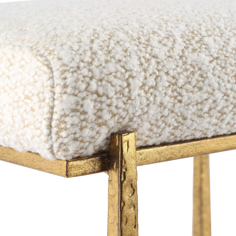 Uttermost Midas Gold Counter Stool, White Seat/ Brown Frame 