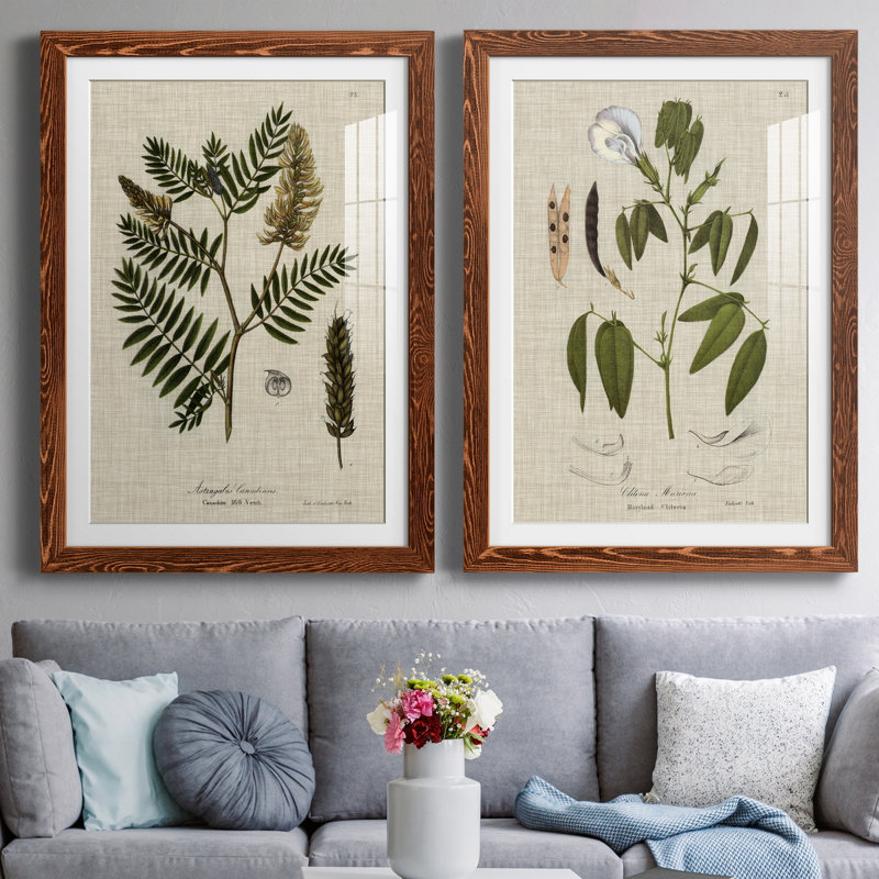 Lin et feuilles III - ensemble de 2 reproductions d'art sur papier encadré, H 43,5 po x l 31,5 po x P 1 po