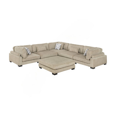 Canapé modulaire contemporain avec repose-pieds 6 pièces avec coussins confortables