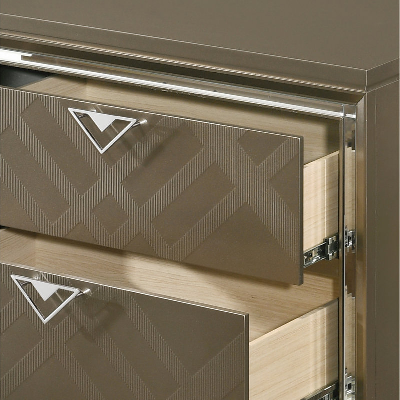 Dark Champagne Nightstand With Enhanced Visual Appeal Modern Framework Structure