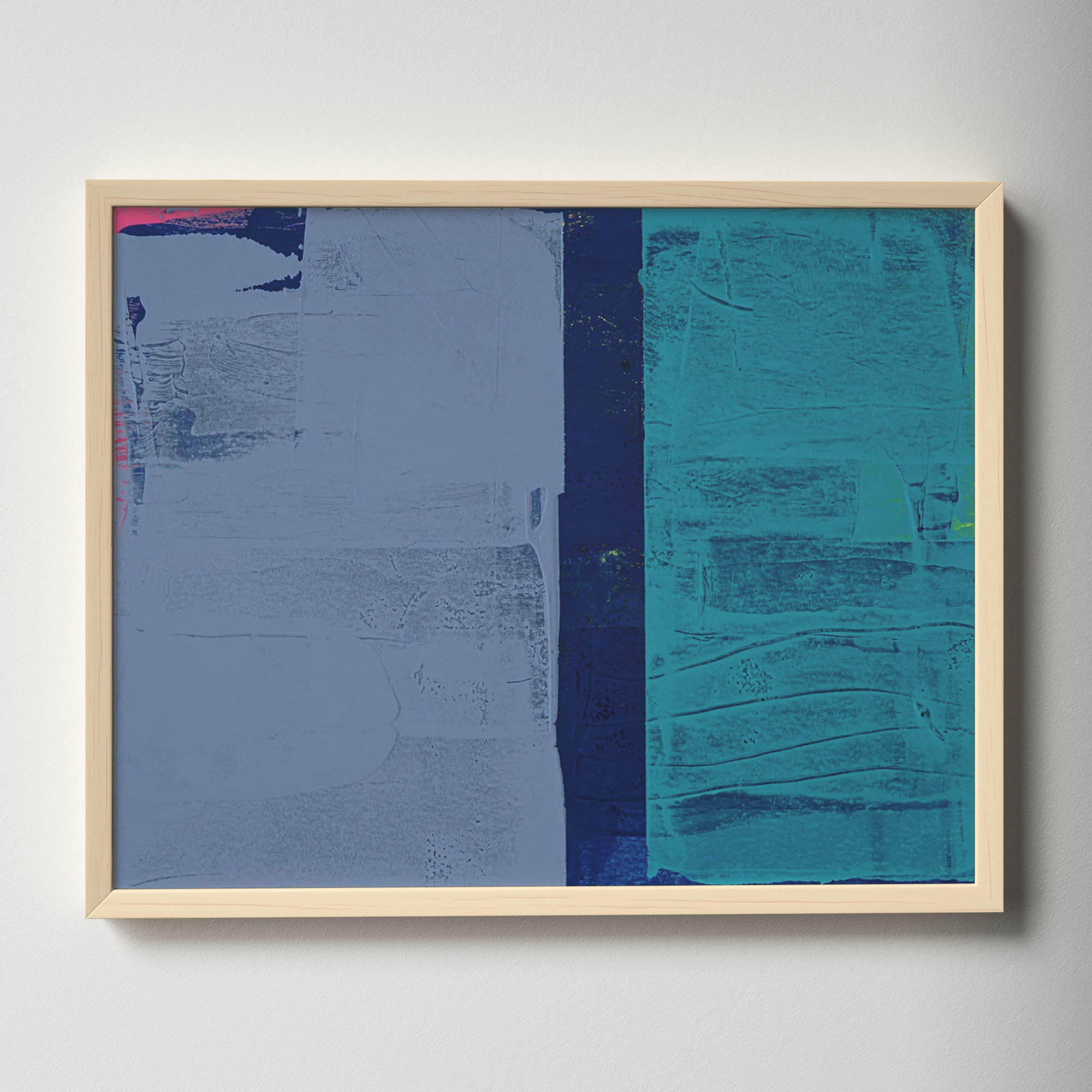 Bold In Blue 2 by Andrea Stokes, Brown Framed, 24" H x 30" W x 1.25" D