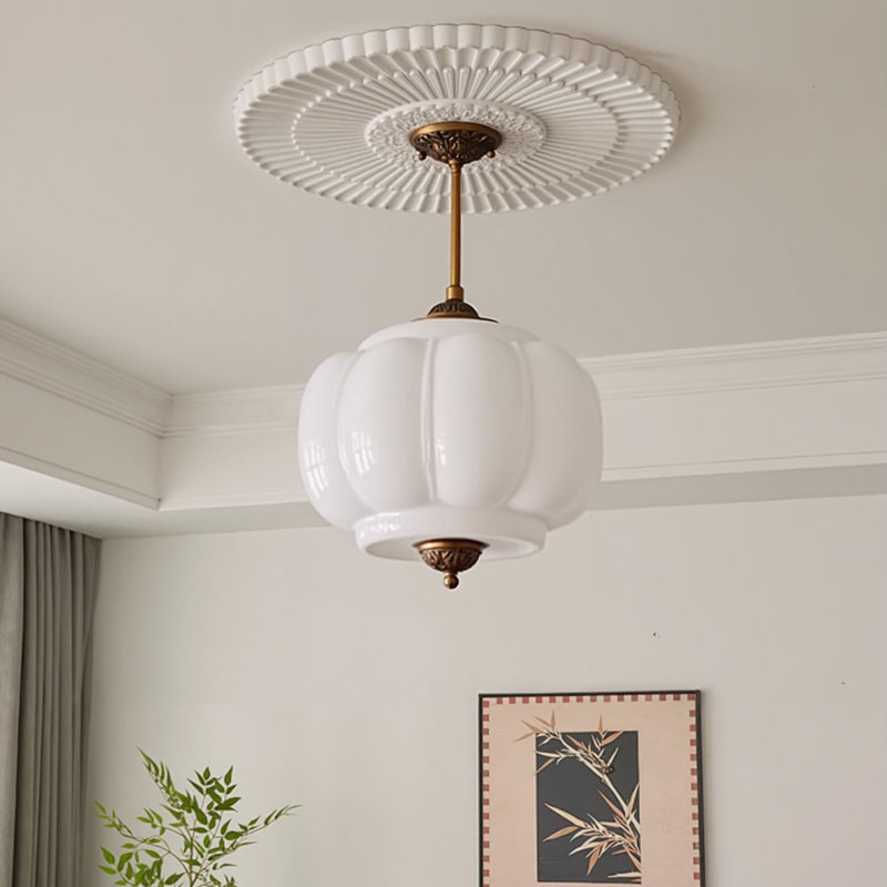 1-Light 14.96" Retro Pendant Light Lantern, White