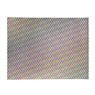Tapis cube bleu clair/jaune/prune