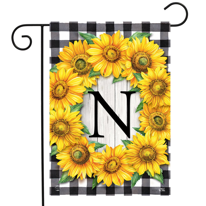 Drapeau de tournesols monogramme et jardin