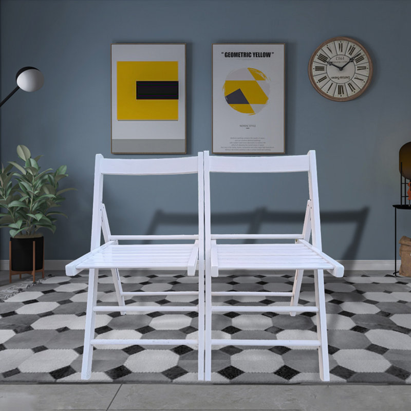 Chaise pliante 2 pièces, Blanc
