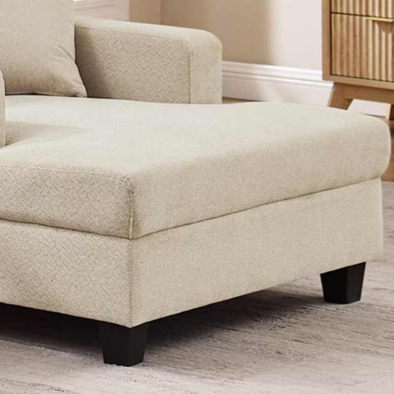Chaise longue rembourrée en tissu 39,76 po, Chenille avoine
