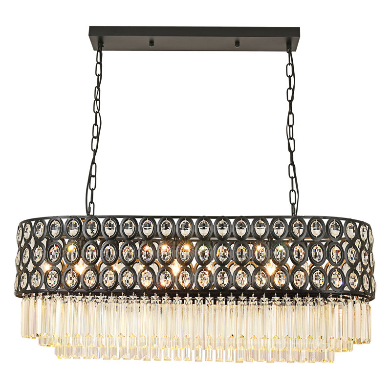 Lustre gradué à niveaux 10 lumières Galiano, Noir mat