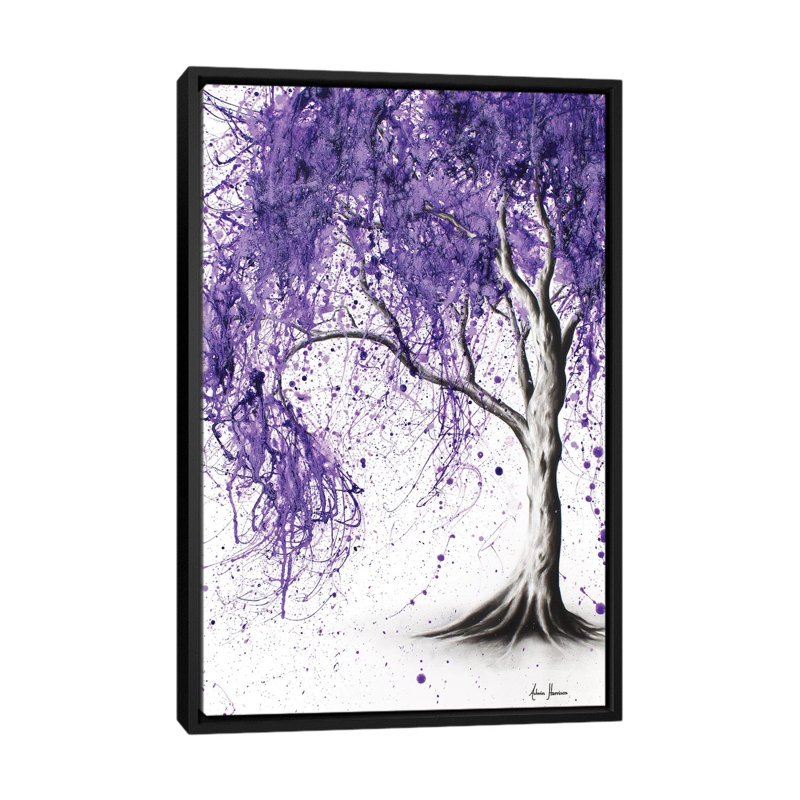 «Jacaranda Picnic», impression sur toile, H 26 po x l 18 po x P 1,5 po, Toile avec cadre noir, Pas de tapis