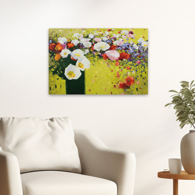 Fleurs abstraites - Coquelicots en pleine nature, H 16 po x l 24 po