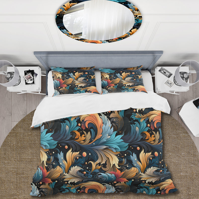 Ensemble de housse de couette Artistic Whirls, Housse de couette pour grand lit et 2 taies décor