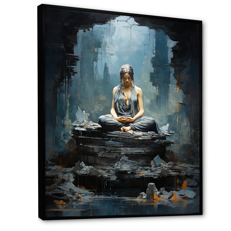 «Dhyan Mudra Hindu Spirituality» - impression, Cadre flottant noir, H 40 po x l 30 po x P 1,5 po