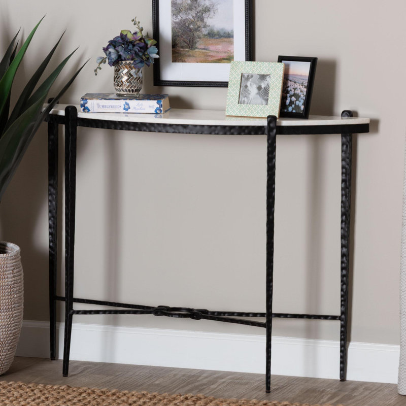 Console en marbre Baxton Studio Mendez - Table d'appoint rustique moderne