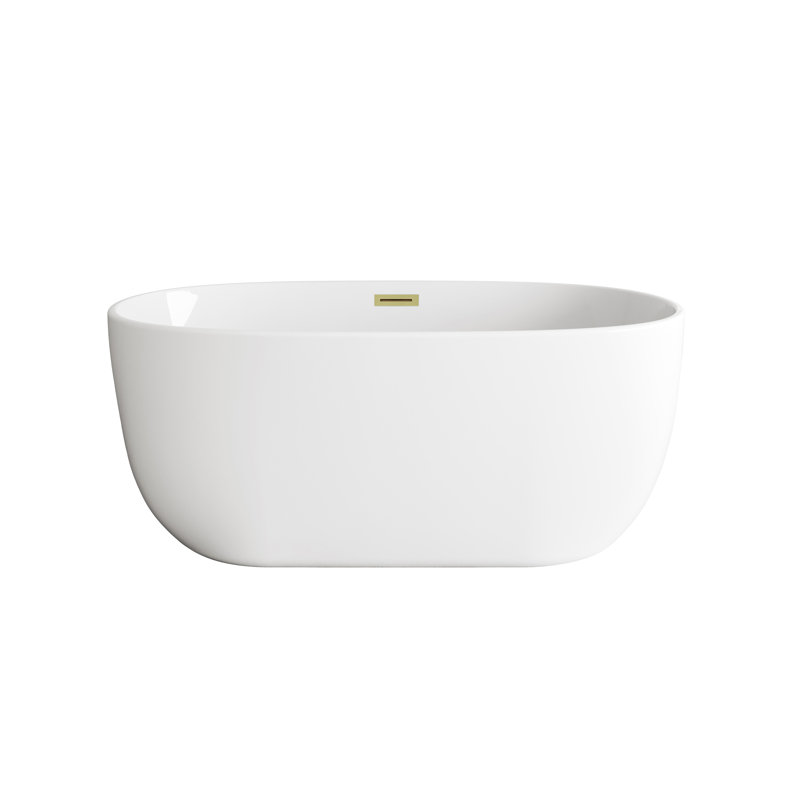 Hudepohl 54'' x 29'' Soaking Acrylic Bathtub, Brushed Gold