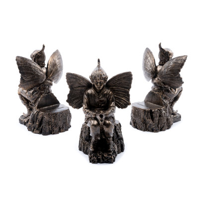 Flower Fairies Elm Tree Fairy Bronze Coloured Planter Feet In Gift Box