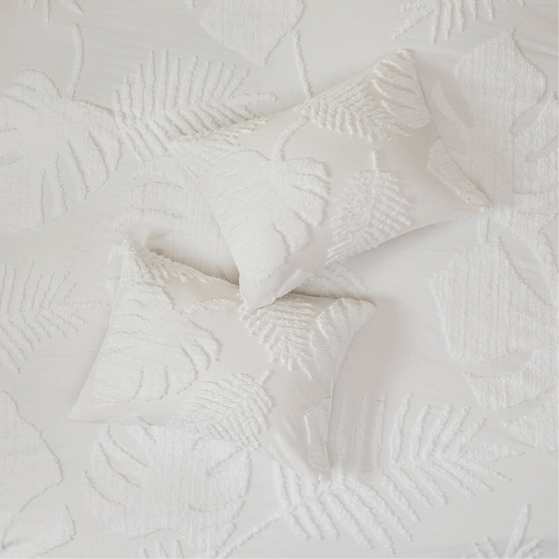 Ensemble de housse de couette en coton et chenille 3 pièces, Housse de couette double et 2 taies décoratives