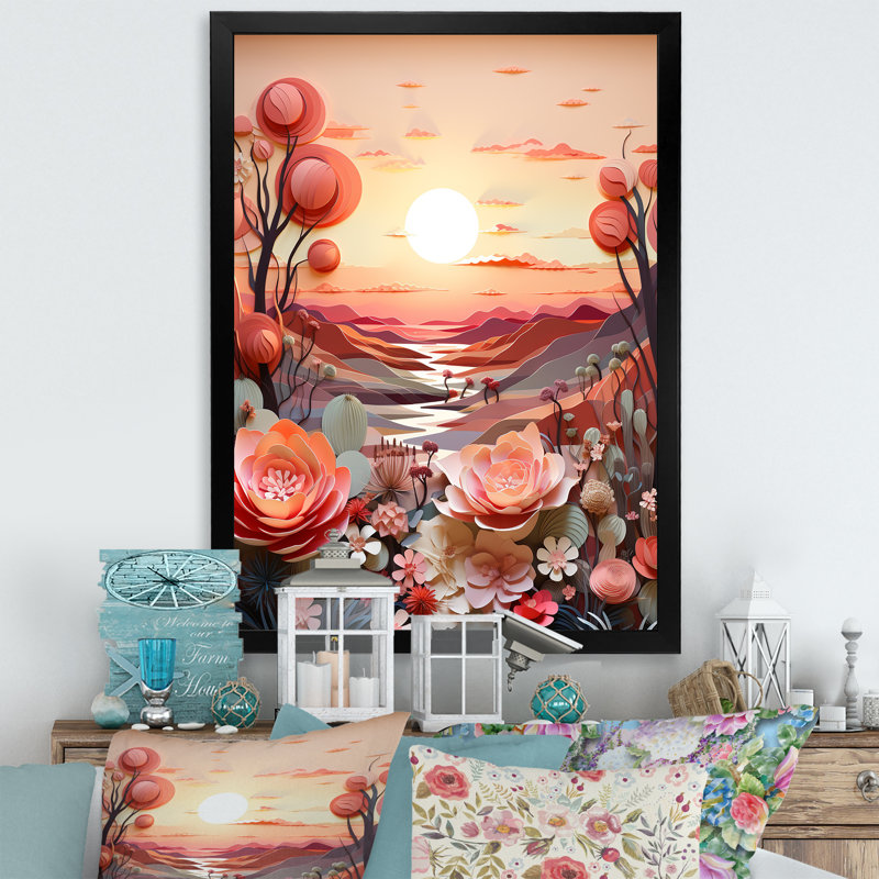 Cactus Tangerine Twilight I sur toile, H 40 po x l 30 po x P 1,5 po, Cadre simple noir