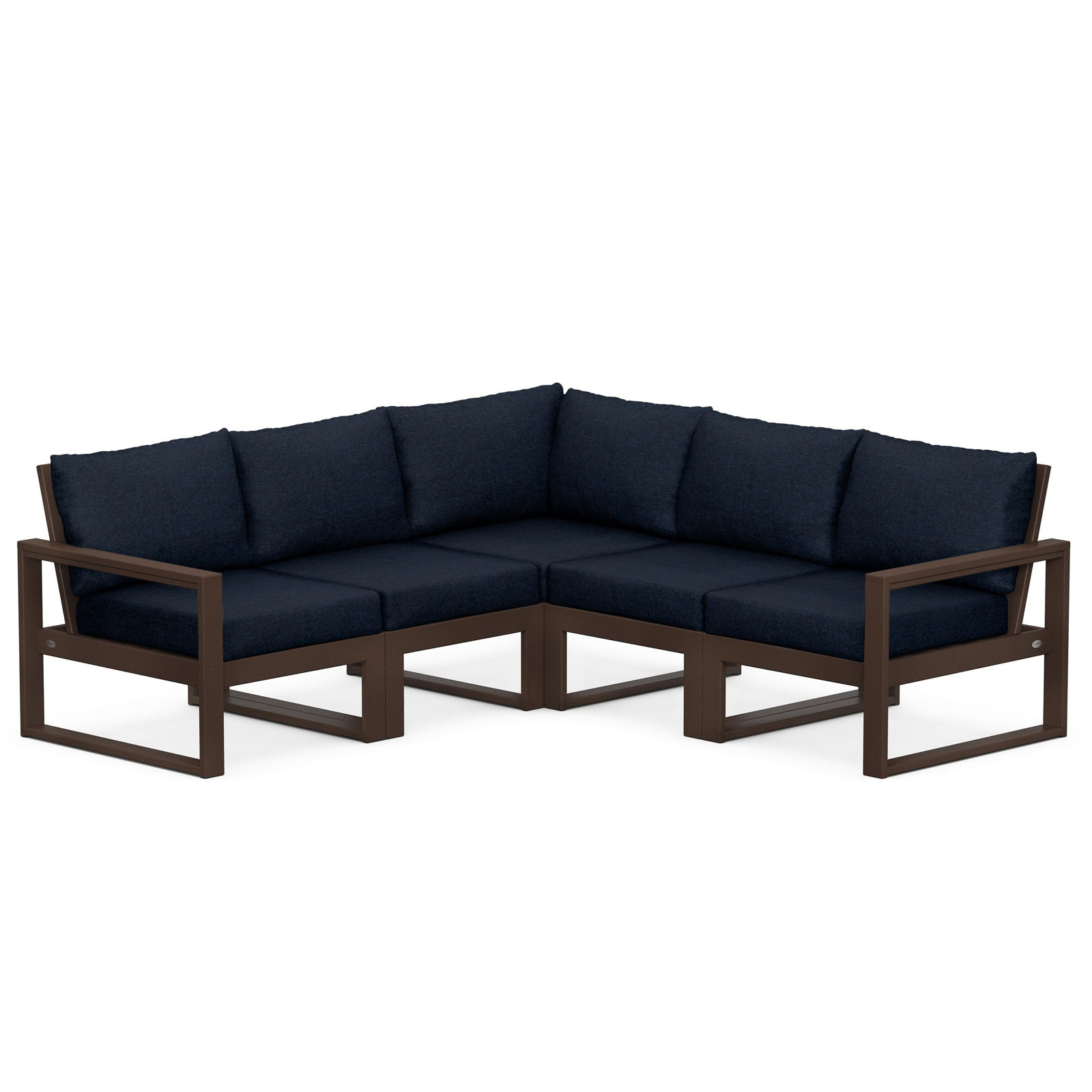 POLYWOOD® Edge 85" Patio Sectional, Marine Indigo, Mahogany