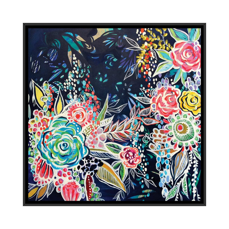 «Night Bloomers» par Stephanie Corfee, impression sur toile, H 18 po x l 18 po x P 1,5 po, Toile avec cadre noir