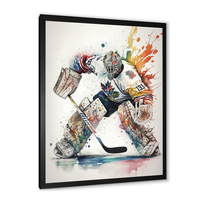 Hockey Hockey II - Impression sur toile, Impression noire sur toile encadrée, H 20 po x l 12 po x P 1 po