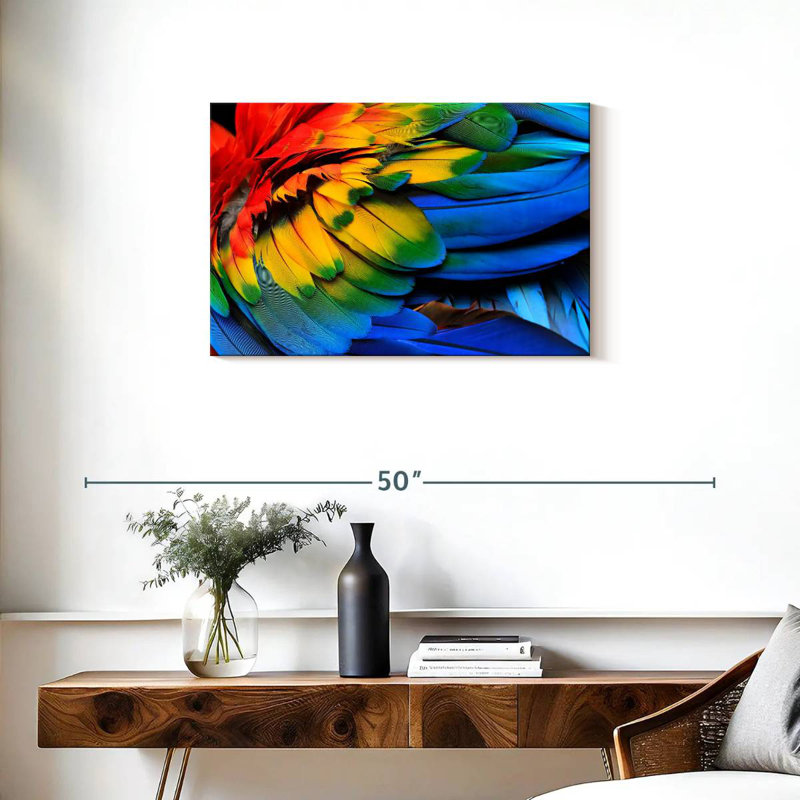 Brampt Macaw Bird Feathers, 20" H x 30" W