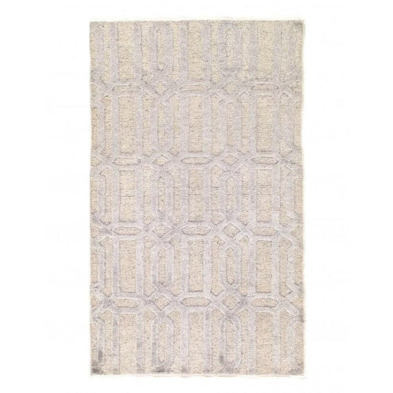 Tapis géométrique gris / beige en coton noué à la main 2 pi 11 po x 4 pi 11 po Mirssa