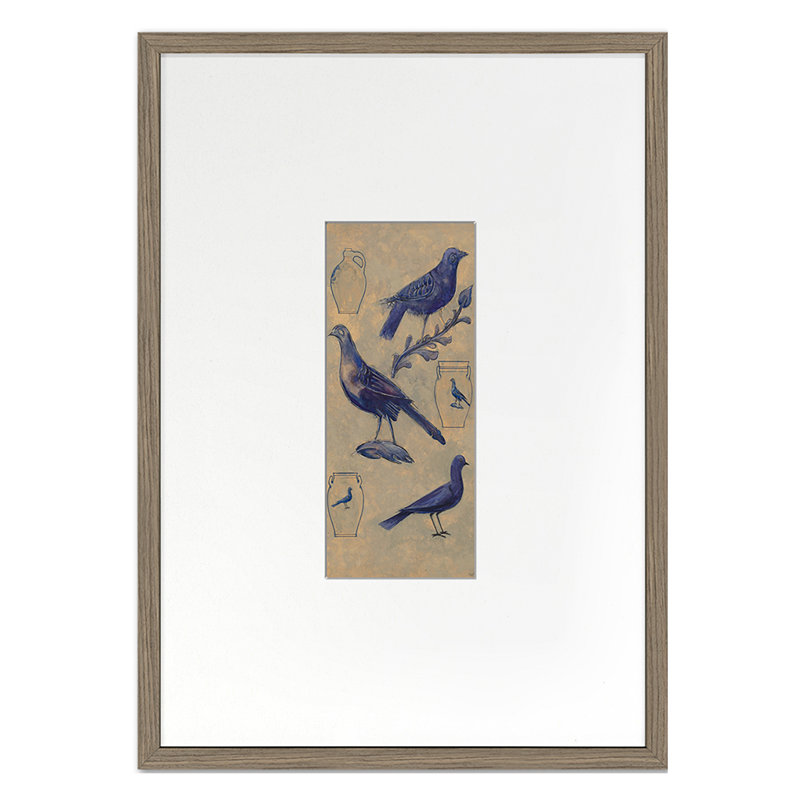 Bird Decoration For Stoneware 1 Print by Grand Archives, Walnut Single Picture Framed