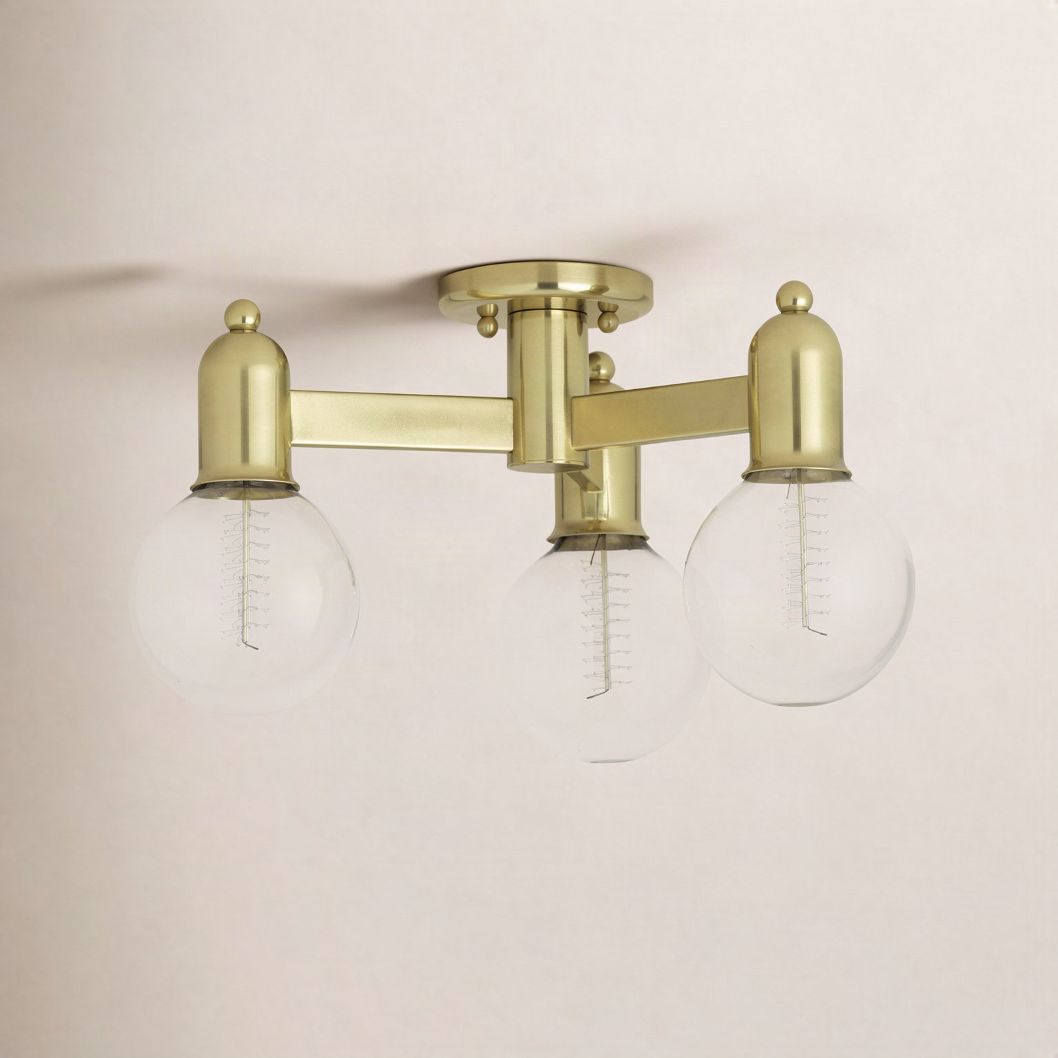 Saimi 3-Light Semi Flush Mount, Aged Brass