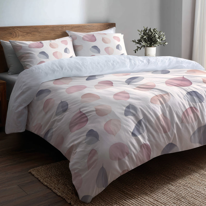 Ensemble de housse de couette abstrait 3 pièces - Ensemble de housse de couette bohème rose et bleu