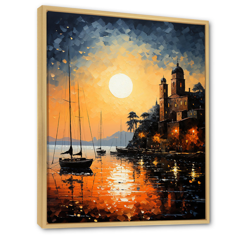 Port Harbour Elegance Pointillism I - Nautical & Beach Wall Art Living Room, H 32 po x l 24 po x P 1 po