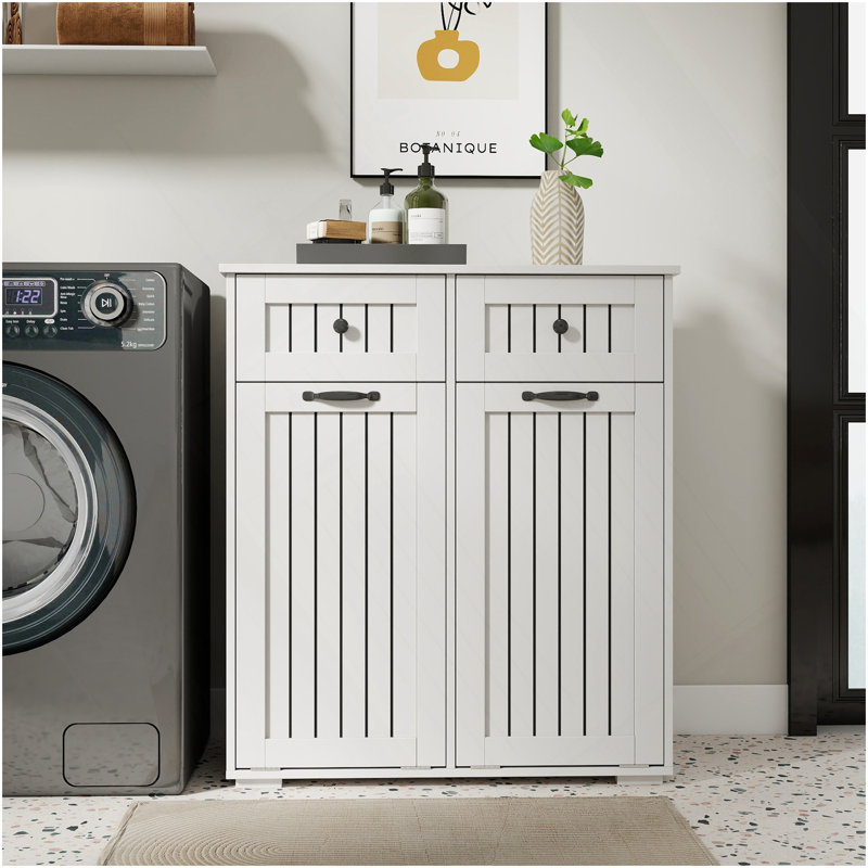 Armoire à linge avec 2 paniers à linge amovibles et 2 tiroirs