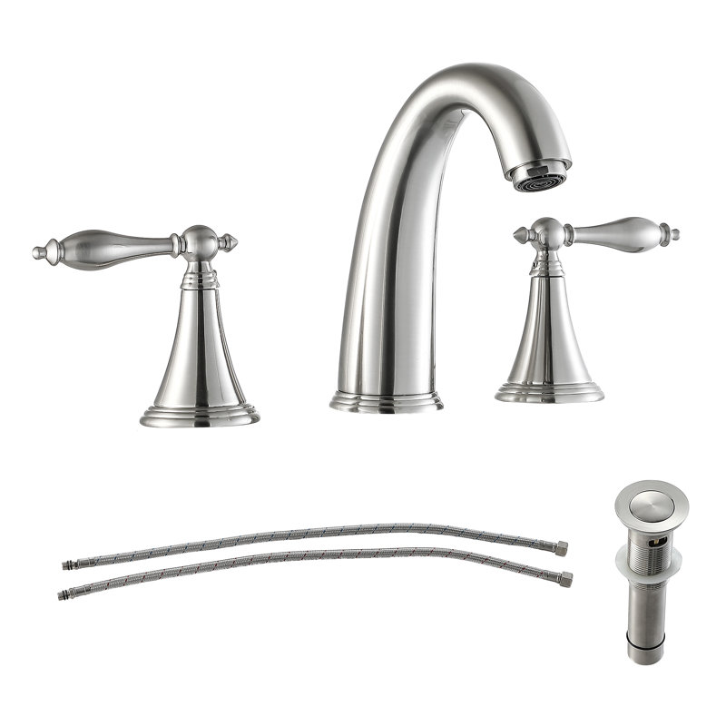 2-handle Bathroom Faucet with Drain Assembly, Brushed Nickel