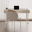 Bureau blanc / gris fritté rectangulaire + bois manufacturé + fer avec bureau à 2 tiroirs-302242535