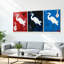 Ensemble de 3 tableaux abstraits sur toile tendue représentant un héron blanc-1848545474