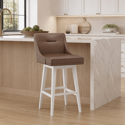 Cleland Wood And Upholstered Tapered Back Adjustable Swivel Stool