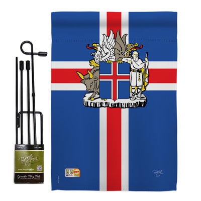 Ensemble drapeau 2 côtés 1 pi 7 po x 1 pi 1 po de polyester islande