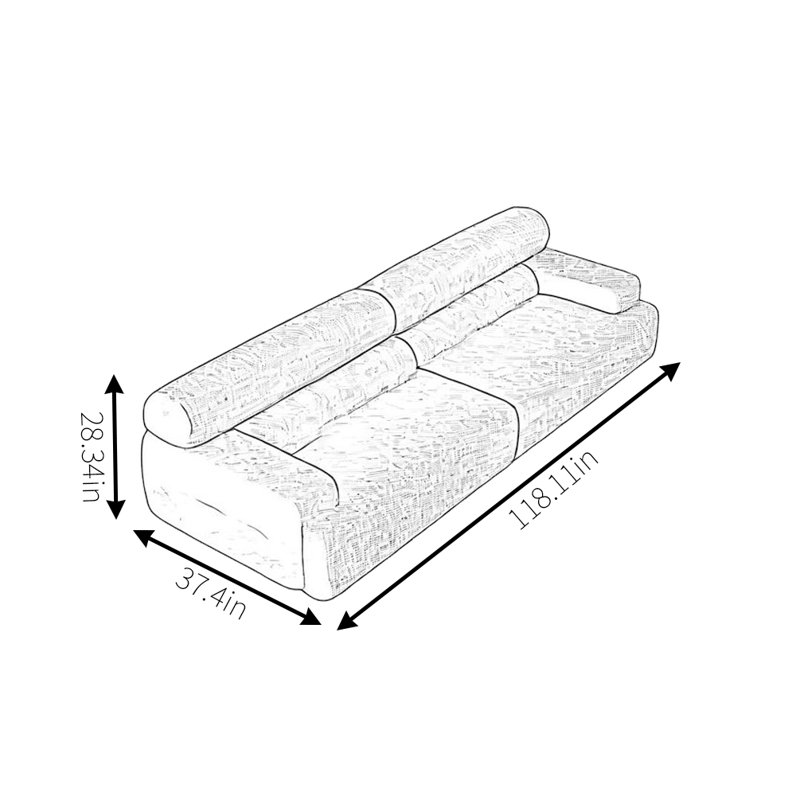 Canapé Vintage, H 28,34 po x l 118,11 po x P 37,4 po