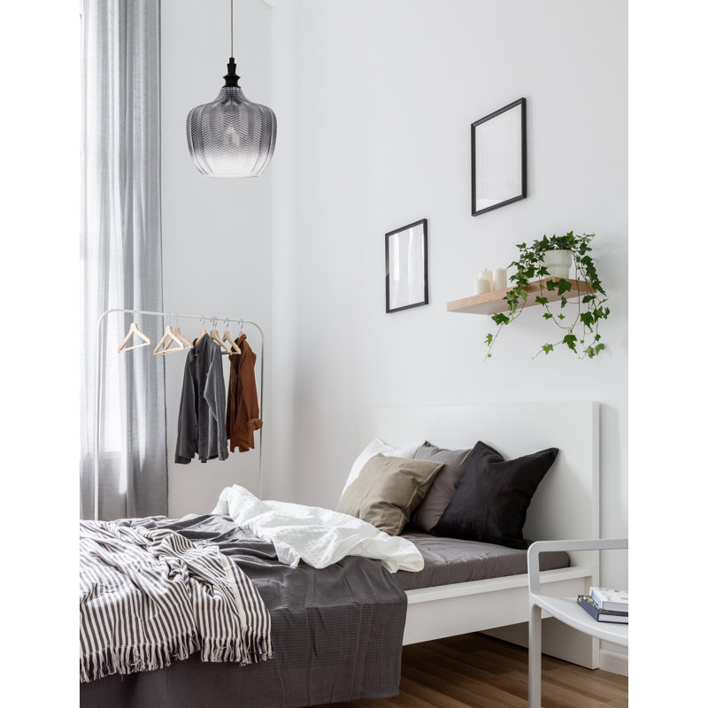 1 - Light Single Pendant, Black, Smoke Grey