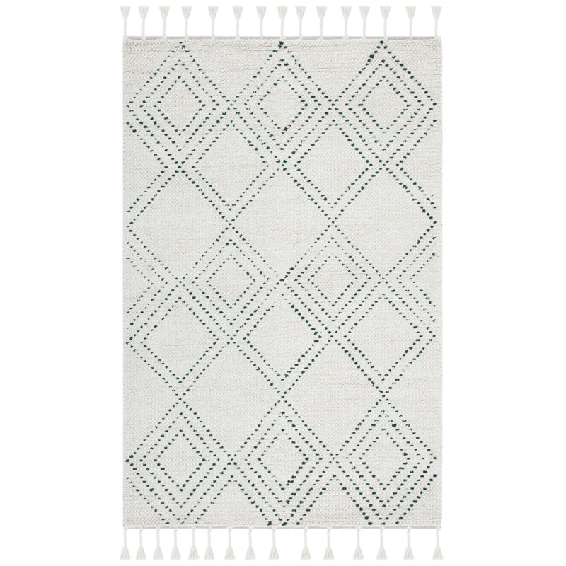 Meisner Hand Loomed 80% Wool, 20% Cotton Geometric Rug, Rectangle 4' x 6'