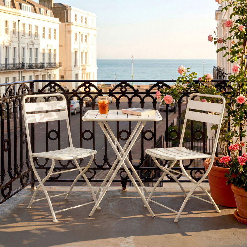 2 - Person Patio Dining Set with Square Table, Beige