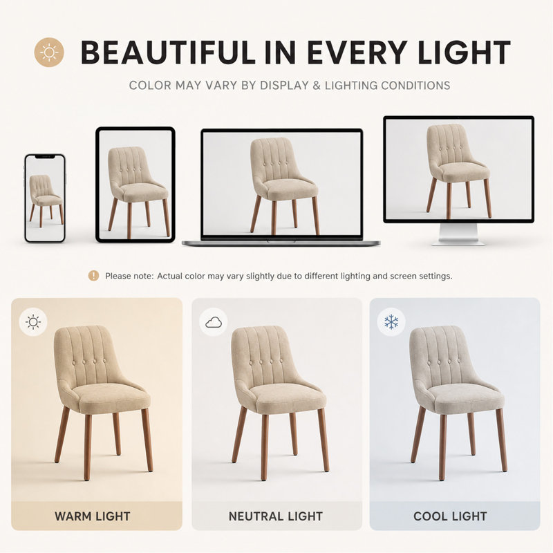 49 cm H Upholstered Fabric Dining Chair, Camel