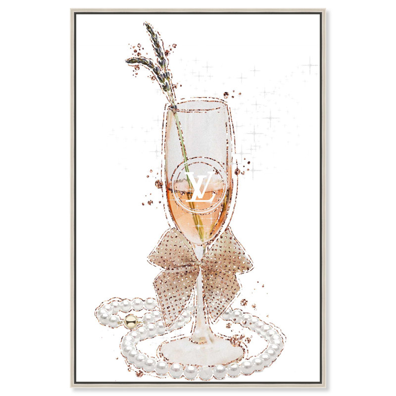 «Champagne Toast Canvas Drinks and Spirits», art mural par Art Remedy, Cadre doré, H 37 po x l 25 po